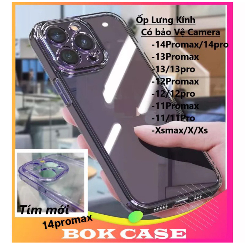 Ốp Lưng kính cường lực Cao Cấp TRONG SUỐT 14PROMAX 11PROMAX 13promax 12promax xsmax