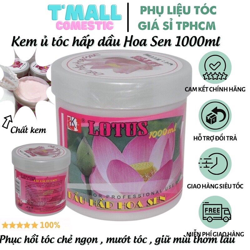 Kem ủ tóc hấp dầu HOA SEN LOTUS LK 1000ml - Ủ hấp tóc cung cấp dưỡng chất mùi hương sen cực thơm