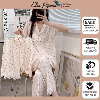 Bộ lụa mặc nhà pijama nữ chất lụa cao cấp mát mềm mịn elsa pijama