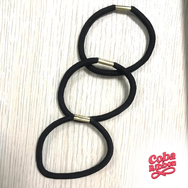 SET 10 sợi - Chun cột tóc, dây cột tóc co giãn loại tốt màu đen trơn
