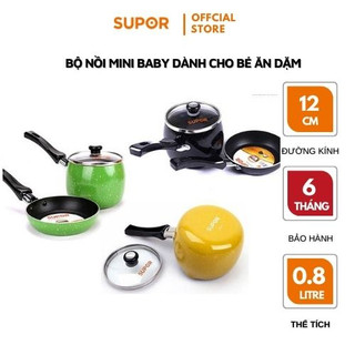 Bộ nồi chảo cho bé chống dính vung kínhSupor nồi 10cm chảo 12cm không sử dụng bếp từ T0350 nhiều mầu