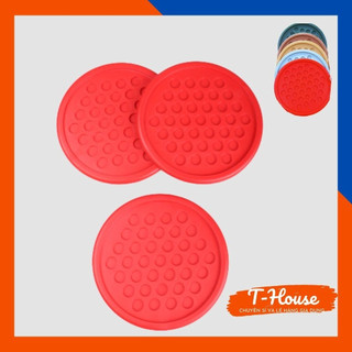 Đế lót ly nhựa dẻo cao cấp nhiều màu Rico 9cm, Đế lót ly cao su tổ ong Rico chống trượt tiện lợi cao cấp