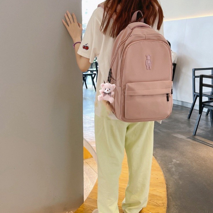 [TẶNG GẤU BÔNG] Balo nam nữ Hàn Quốc ulzzang đi học đi chơi thời trang trẻ trung basic trơn gấu bearbrick laptop du lịch