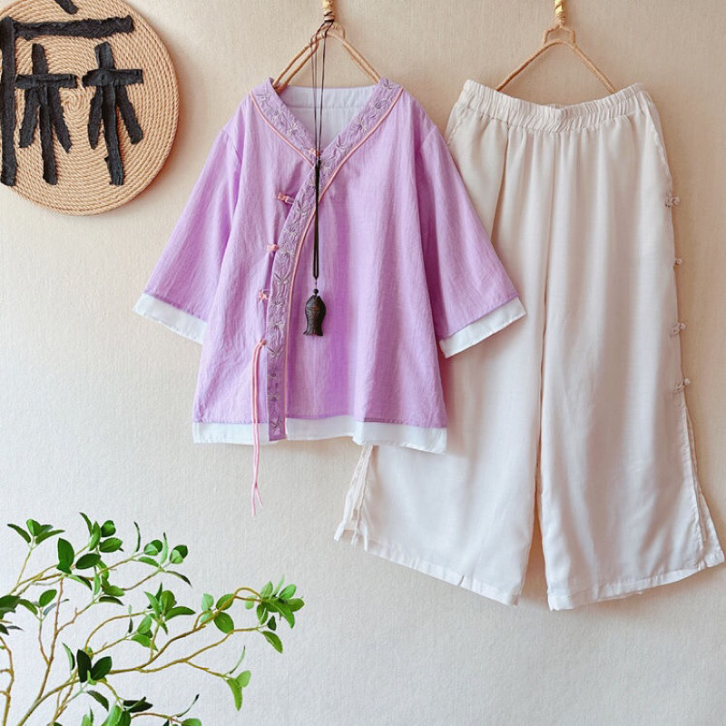 Trang phục Đồ lam chùa cao cấp Thiền Chay, trang phục ngồi thiền và tập yoga kiểu trung hoa cổ trang hán phục