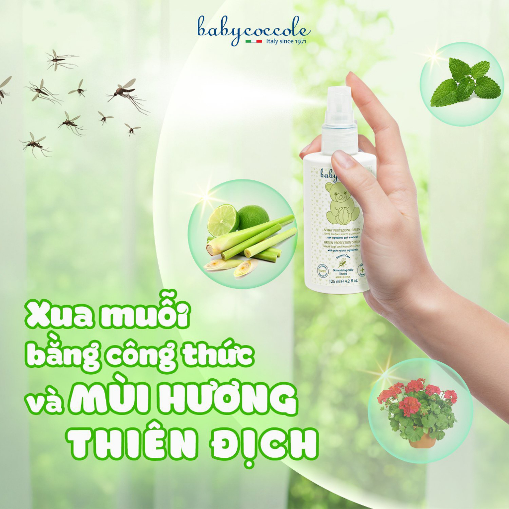 Xịt xua muỗi Babycoccole 0M+ chống muỗi đốt cho bé và cả gia đình, chiết xuất tía tô đất và cây phong lữ 125ml