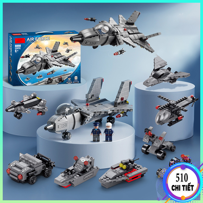 Bộ đồ chơi lắp ráp lego Máy Bay Quân Sự Airforce, mô hình lego máy bay chiến đấu/ xe cảnh sát/ tàu chiến