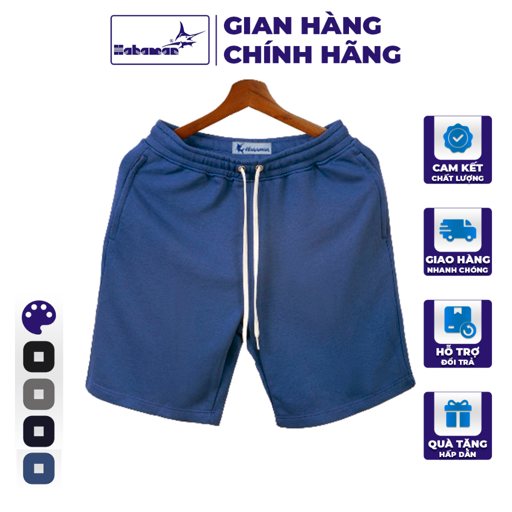 Quần short nam chất nỉ HAHAMAN, quần đùi nam cao cấp bo ríp cotton pious QNBR14