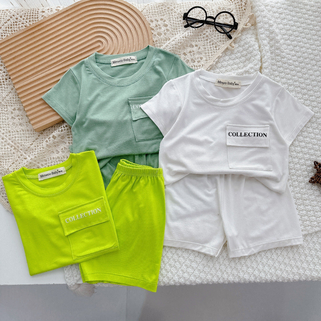 Bộ quần áo cộc tay túi Collection cho bé trai bé gái chất thun lạnh cao cấp siêu mềm siêu mát