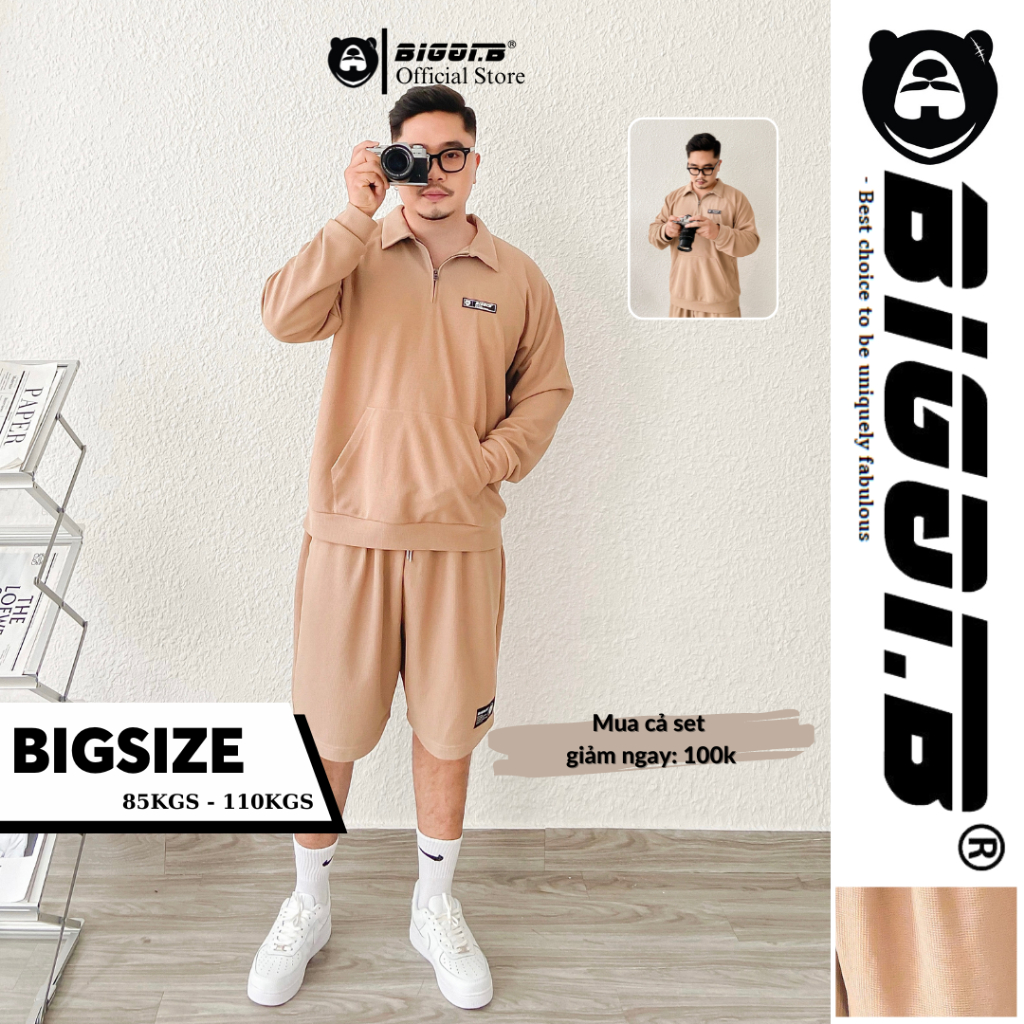 Set bigsize nam thun tổ ong design by BIGGI.B , chất vải cotton cao cấp nhẹ mềm mại thấm hút mồ hôi thời trang BIGGIB