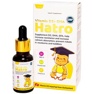 Dung dịch uống hatro vitamin d3+ dha pharvina bổ sung vitamin d3, dha