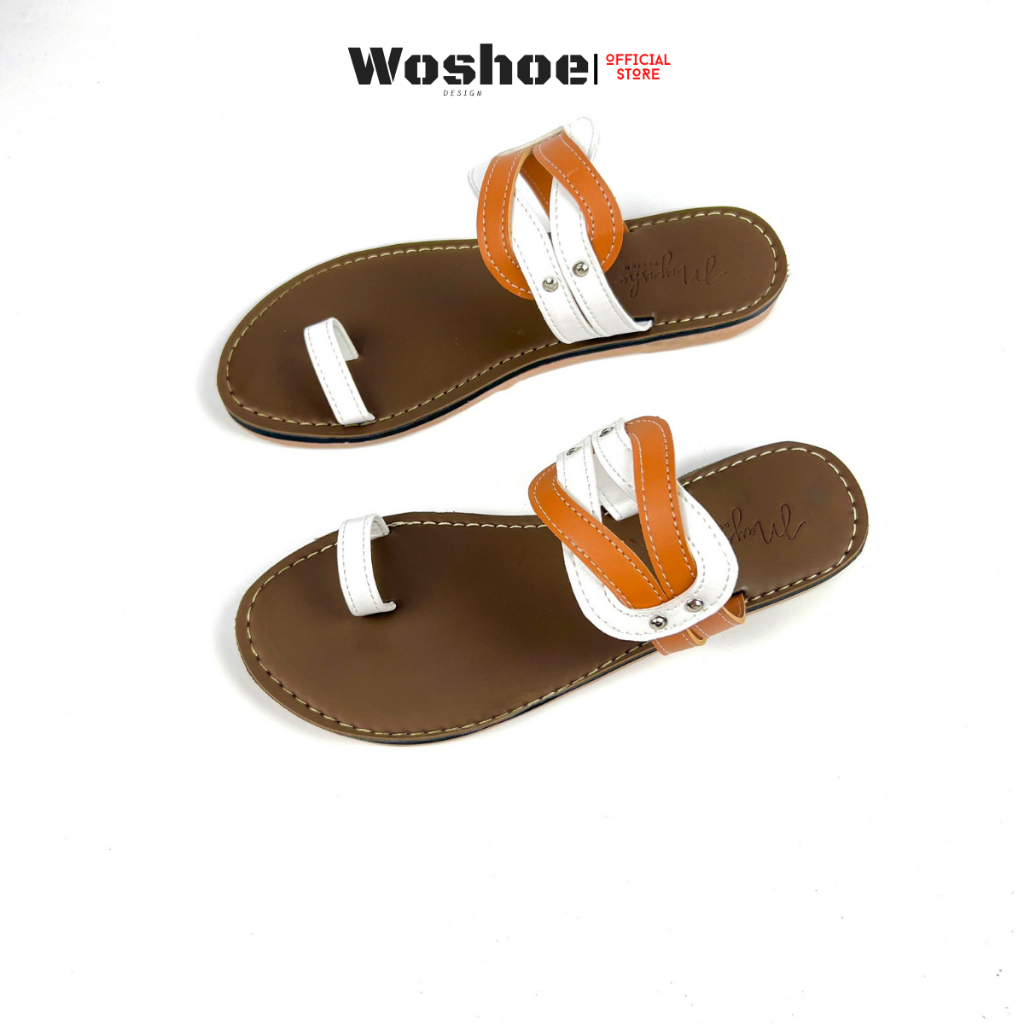 Dép sandal nữ xỏ ngón đế bệt WOSHOE đi biển đi chơi big size 34-42 WD007