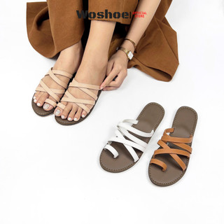 Dép sandal nữ xỏ ngón đế bệt woshoe đi biển big size 34-42