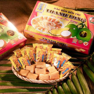 Kẹo dừa dẻo sầu riêng thanh long- hộp 400g - bao bì riêng từng viên kẹo - đặc sản bến tre