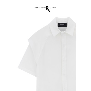 Áo Sơmi Lak Studios White Double Short Sleeve Shirt