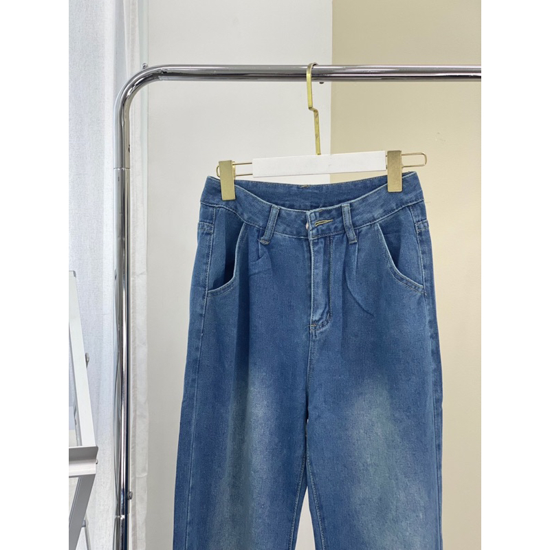 Quần jeans alma ống rộng suông dài có túi đằng sau và hai bên wax jeans đậm Alma Jeans – Siblinghouse
