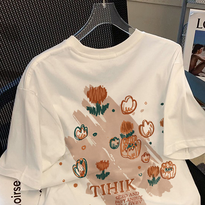 SALMO áo thun nữ trắng cổ tròn basic áo phông local brand unisex vintage 100%Cotton