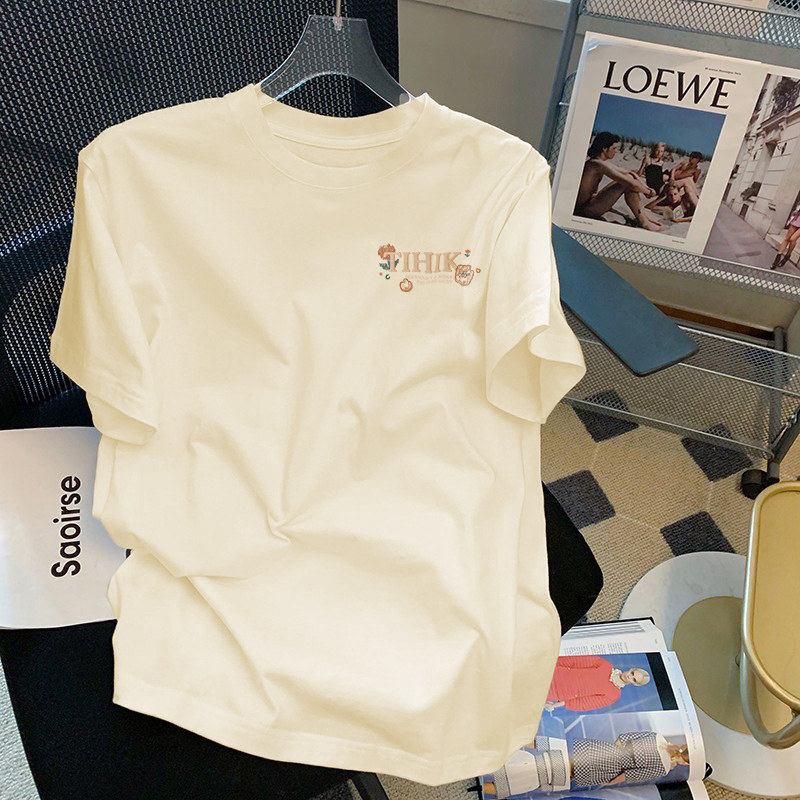 SALMO áo thun nữ trắng cổ tròn basic áo phông local brand unisex vintage 100%Cotton