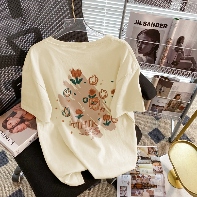 SALMO áo thun nữ trắng cổ tròn basic áo phông local brand unisex vintage 100%Cotton