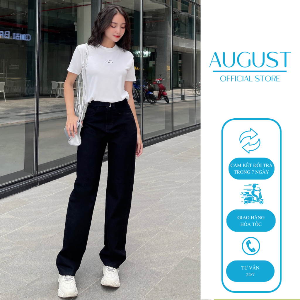 Quần Jeans Nữ Suông Ống Rộng Đen AJ144B | Ảnh Thật Chụp Tại Shop | Siêu Hack Dáng | Giá Siêu Rẻ TPHCM