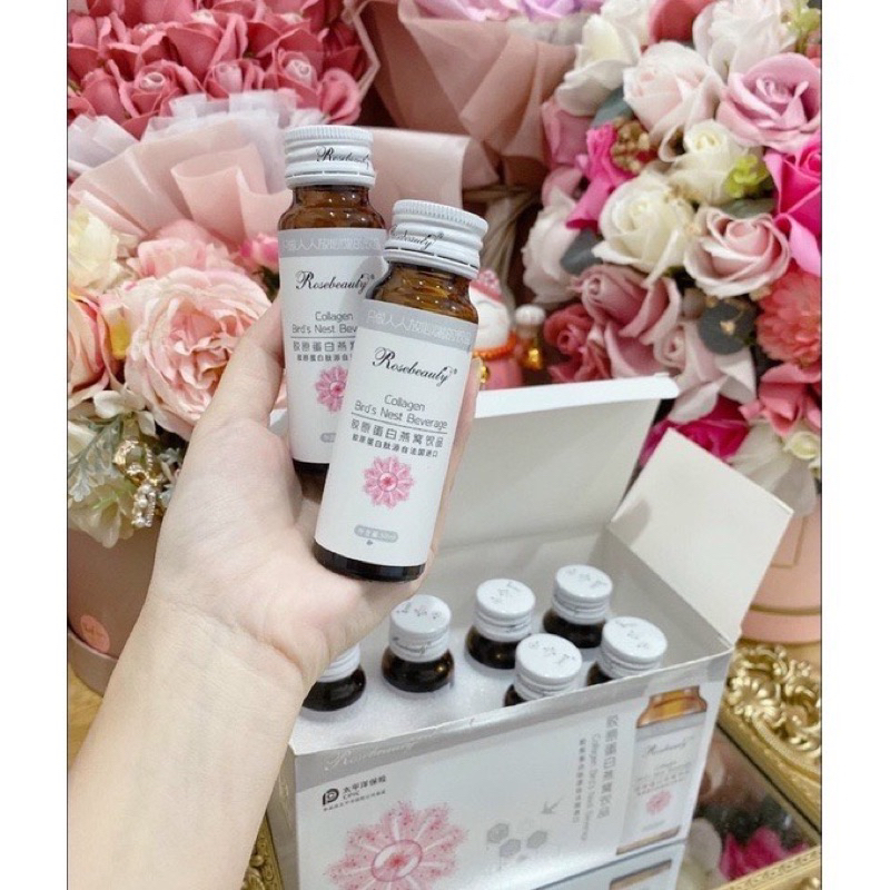COMBO 5 HỘP COLLAGEN ROSE BEAUTY YẾN TRẮNG DA Hộp 8 chai