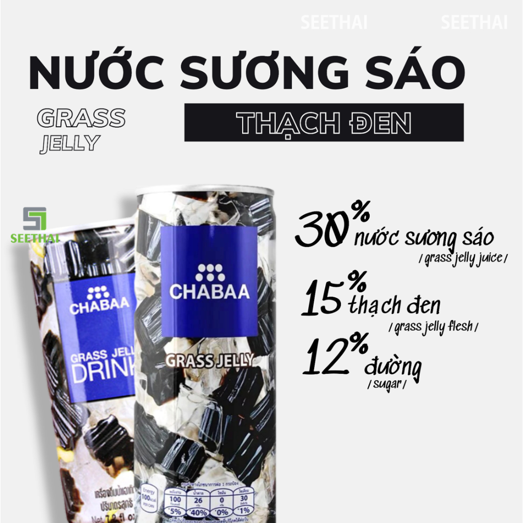 LỐC 6 lon sương sáo thạch đen CHABAA Thái Lan 230ml