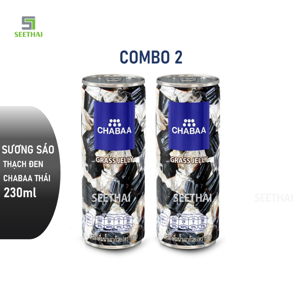 LỐC 6 lon sương sáo thạch đen CHABAA Thái Lan 230ml