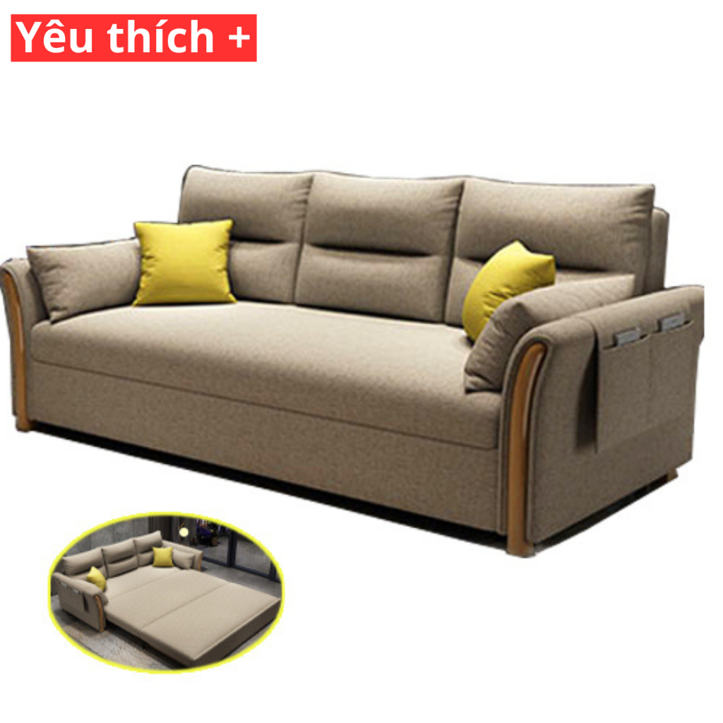 Sofa Giường Thông Minh-Ghế Sofa Cao Cấp Đệm Bọt Biển Tay Gỗ Có Ngăn Chứa Đồ Tặng Kèm 6 Gối Cao Cấp | BigBuy360 - bigbuy360.vn