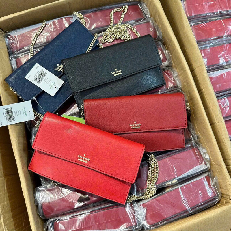 KATE SPADE CLUTH kèm xích đeo chéo Màu đen + Xanh đen