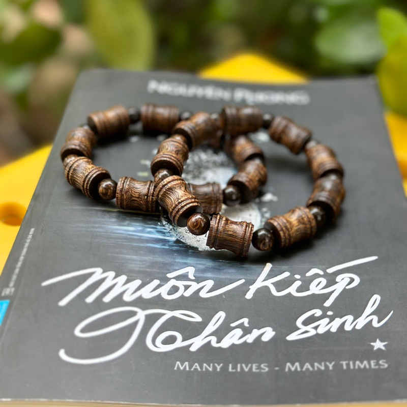 Chuyên sỉ trầm hương - Vòng đeo tay trầm hương sánh chìm dạng hạt trúc tre tay nam
