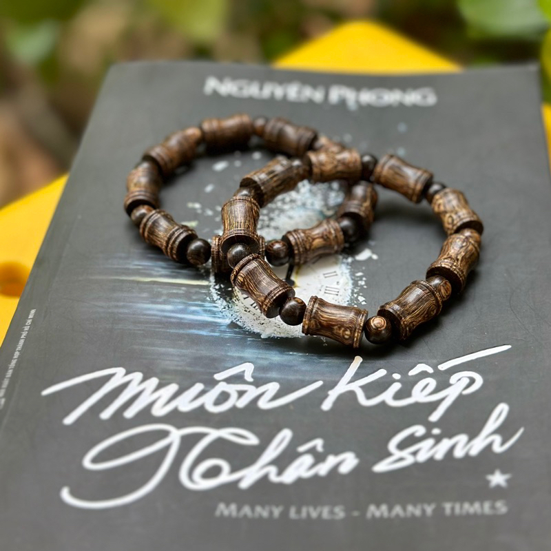 Chuyên sỉ trầm hương - Vòng đeo tay trầm hương sánh chìm dạng hạt trúc tre tay nam