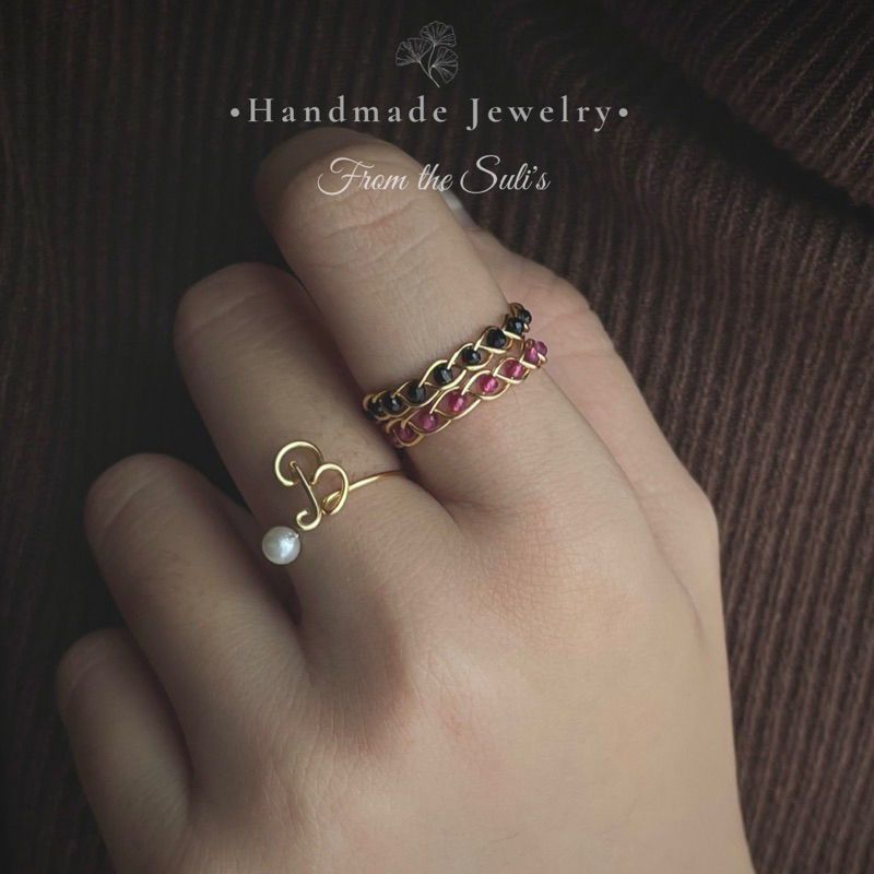 Nhẫn handmade tết hạt pha lê 2mm