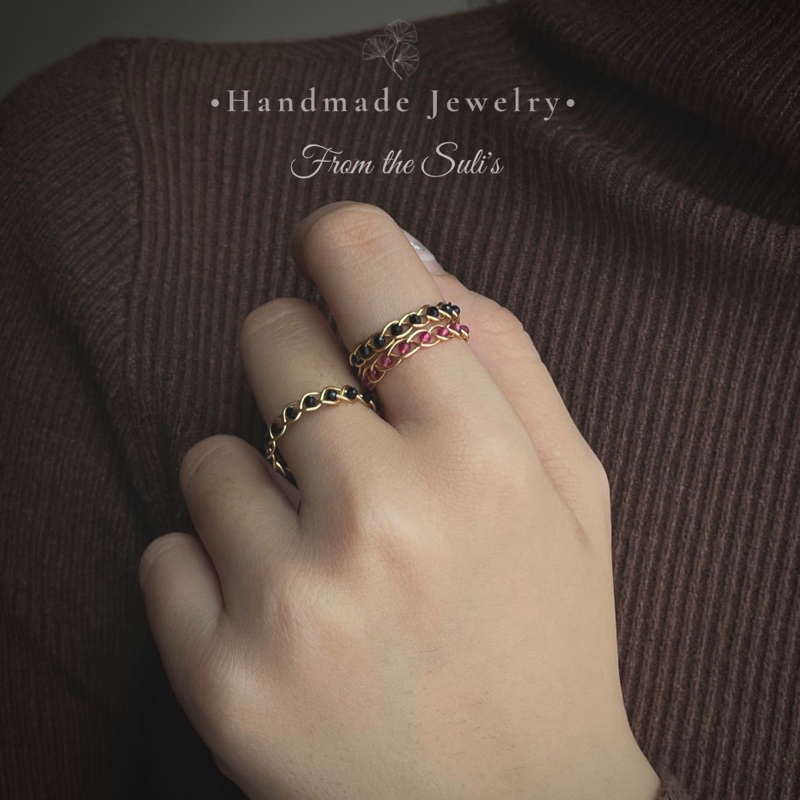Nhẫn handmade tết hạt pha lê 2mm
