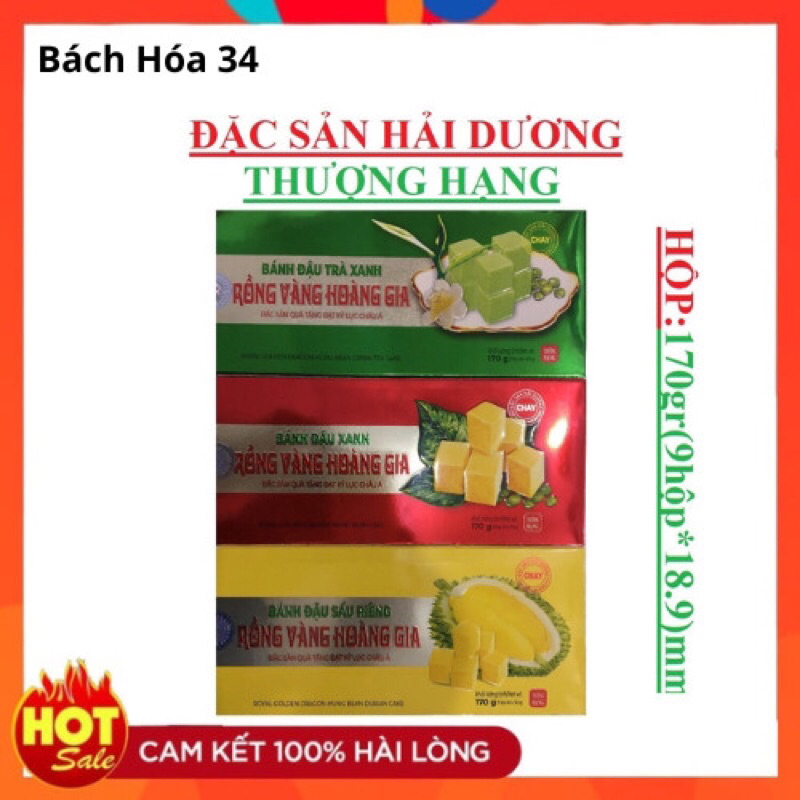 Bánh đậu xanh Rồng Vàng Hoàng Gia loại thượng hạng 170gram (Trà Xanh, Sầu Riêng, Truyền Thống)
