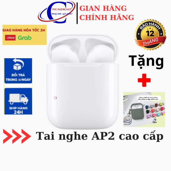 Tai nghe bluetooth không dây AP2 Chính hãng PHUKIENCHAT, Full chức năng định vị, đổi tên, dùng cho mọi điện thoại