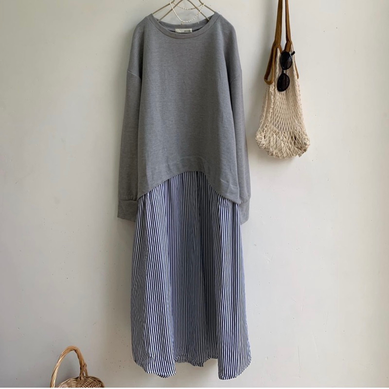 Đầm xám Nhật dài - 2hand vintage - thanh lý đồ cá nhân