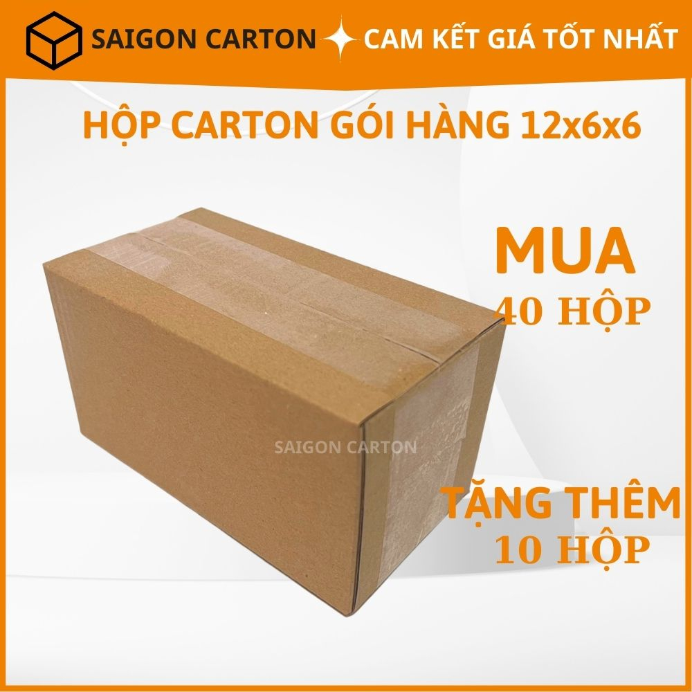 Bìa carton đóng gói hàng online ship COD size 12x6x6 cm - mua 40 tặng 10 hộp - sản xuất bởi SÀI GÒN CARTON