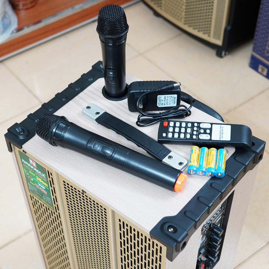 [Hỏa Tốc] Loa Karaoke Mini Nanomax T-12 Bass 3 Tấc Công Suất 260W Vàng Trắng Có Đọc USB Thẻ Nhớ