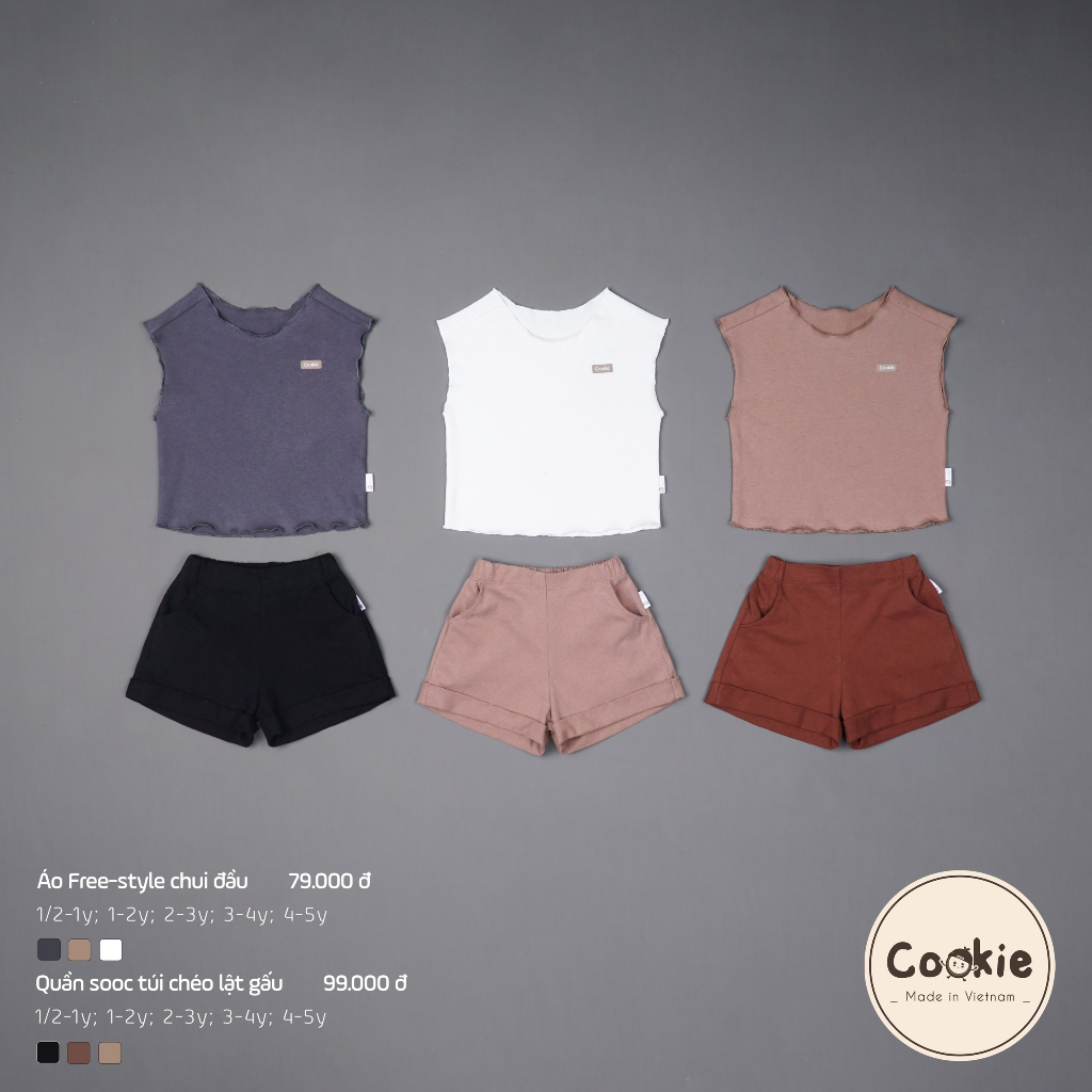 Áo trẻ em free-style cổ tròn COOKIE size 6-9m đến 4-5y