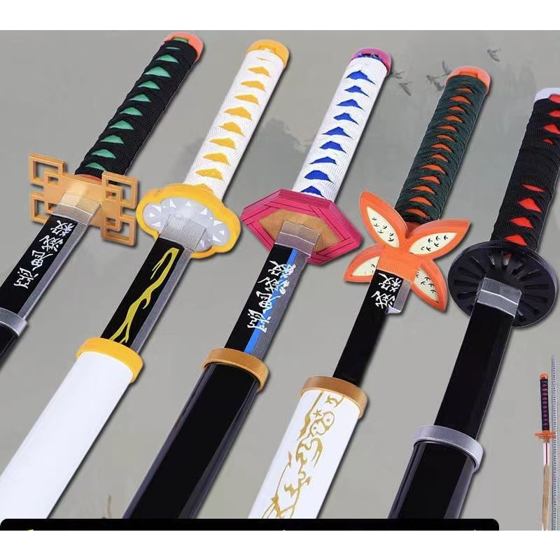 Mô hình Kiếm Gỗ KATANA ZENITSU Kimetsu No Yaiba - Kiếm Thanh Gươm Diệt Quỷ có đầy đủ các trụ phiên bản anime giá đỡ ki