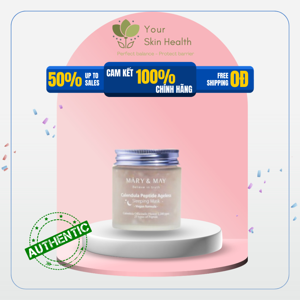 Mặt nạ ngủ dưỡng ẩm chống lão hóa cao cấp Mary&May Calendula Peptide Ageless Sleeping Mask 110g
