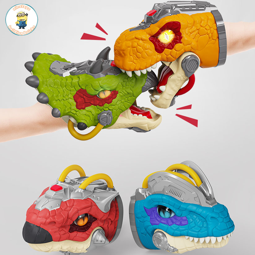 Đồ Chơi Con Rối Đeo Tay Dành Cho Bé Hình Đầu Khủng Long T-Rex, Triceraptor, Dicrosaurus Có Nhạc Và Đèn Tăng Sự Khám Phá