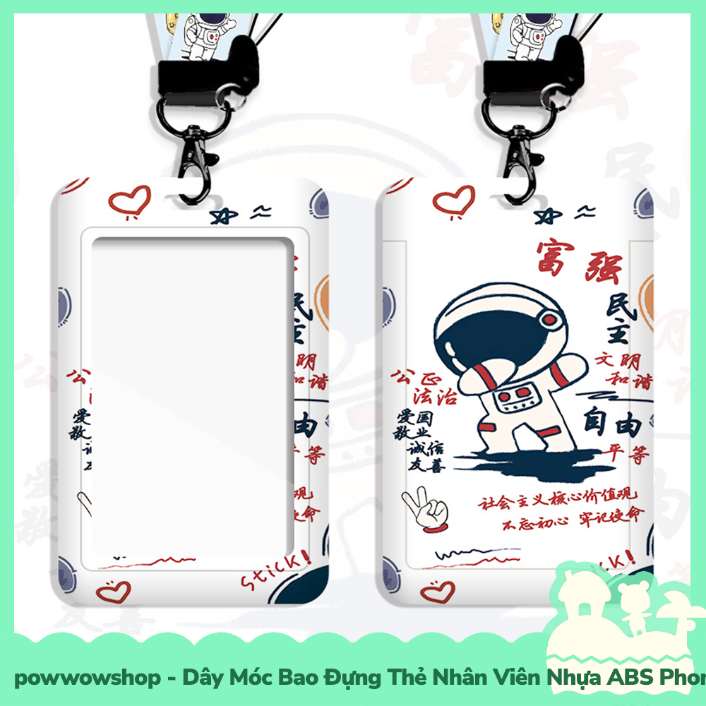 [Sẵn VN - Hỏa Tốc] Dây Móc Bao Đựng Thẻ Nhân Viên Dọc Nhựa PC Phong Cách Nhân Vật Hoạt Hình Phi Hành Gia Astronaut