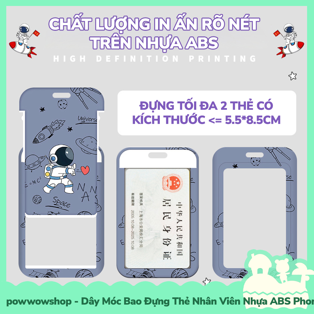 [Sẵn VN - Hỏa Tốc] Dây Móc Bao Đựng Thẻ Nhân Viên Dọc Nhựa PC Phong Cách Nhân Vật Hoạt Hình Phi Hành Gia Astronaut