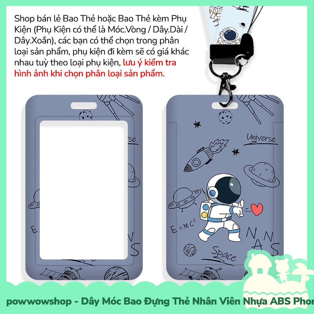 [Sẵn VN - Hỏa Tốc] Dây Móc Bao Đựng Thẻ Nhân Viên Dọc Nhựa PC Phong Cách Nhân Vật Hoạt Hình Phi Hành Gia Astronaut