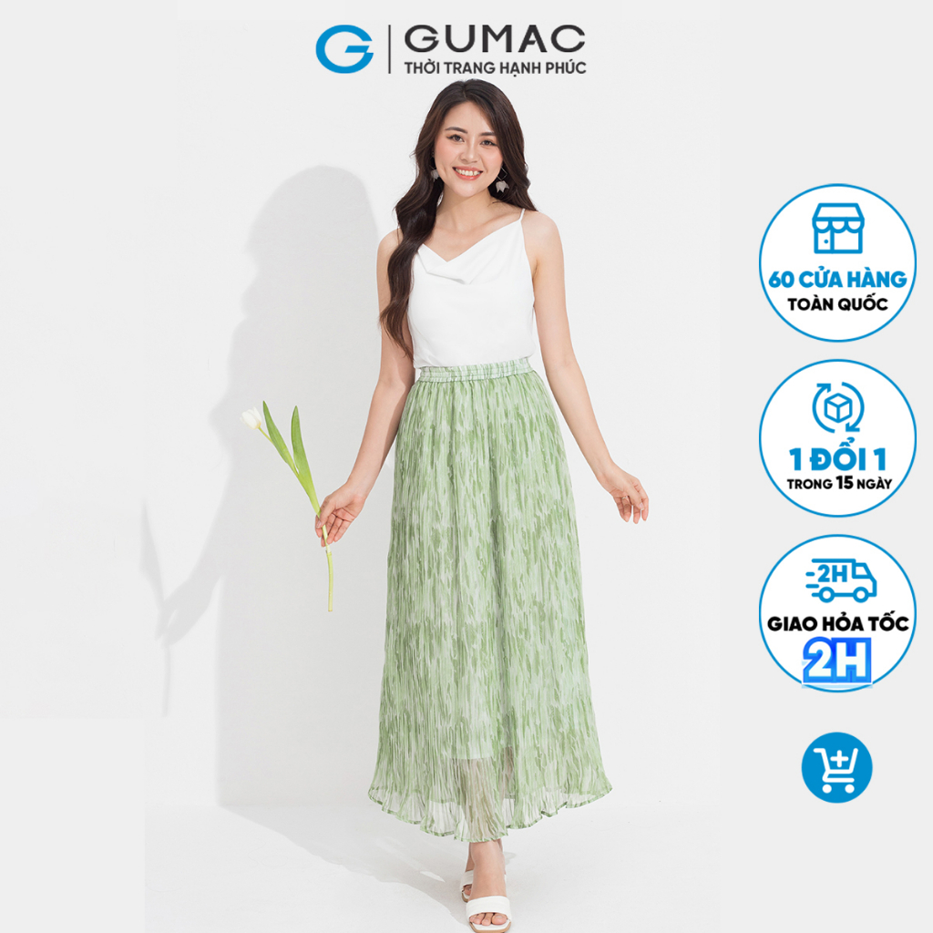 Chân váy tơ dập ly GUMAC VD05025