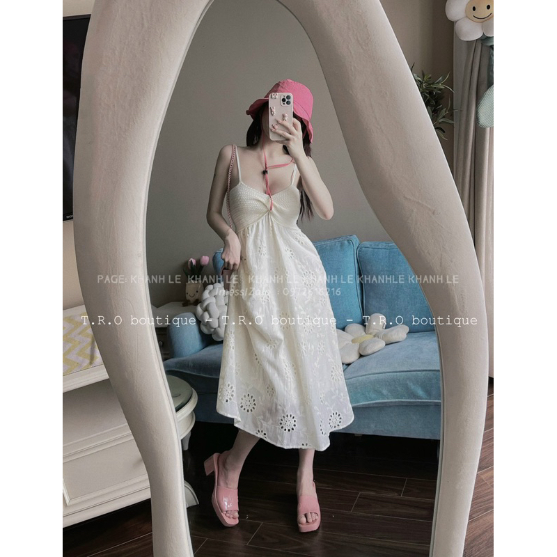 Váy 2 dây len phối ren xoắn ngực siêu xinh Khánh Lê