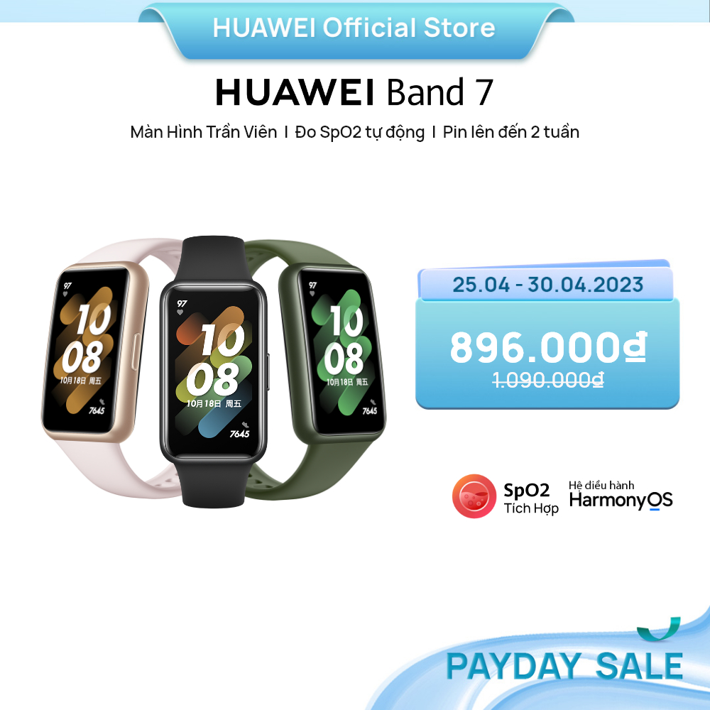 Vòng Đeo Tay Thông Minh HUAWEI Band 7 | Thiết kế siêu mỏng | Đo SpO2 tự động | BigBuy360 - bigbuy360.vn