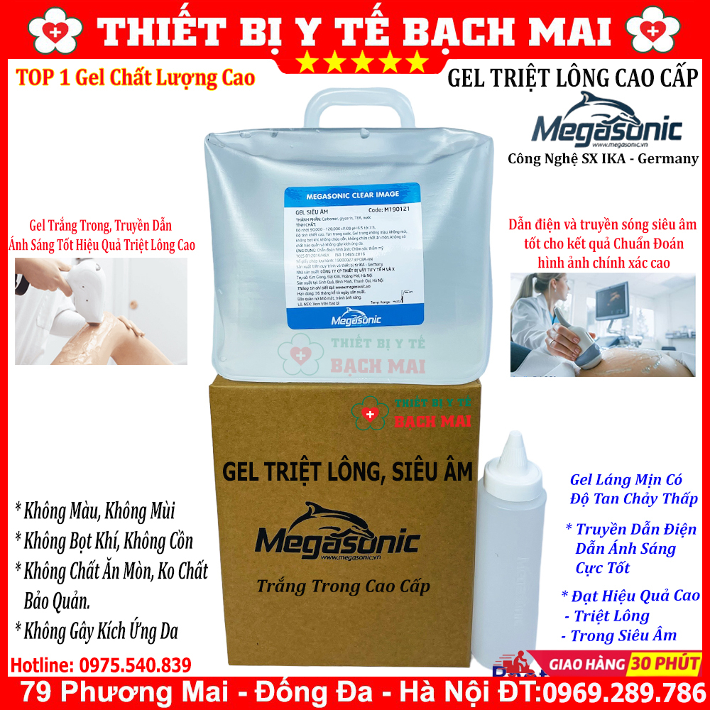 Gel Triệt Lông Siêu Âm Cao Cấp Megasonic - Can 5 Lít