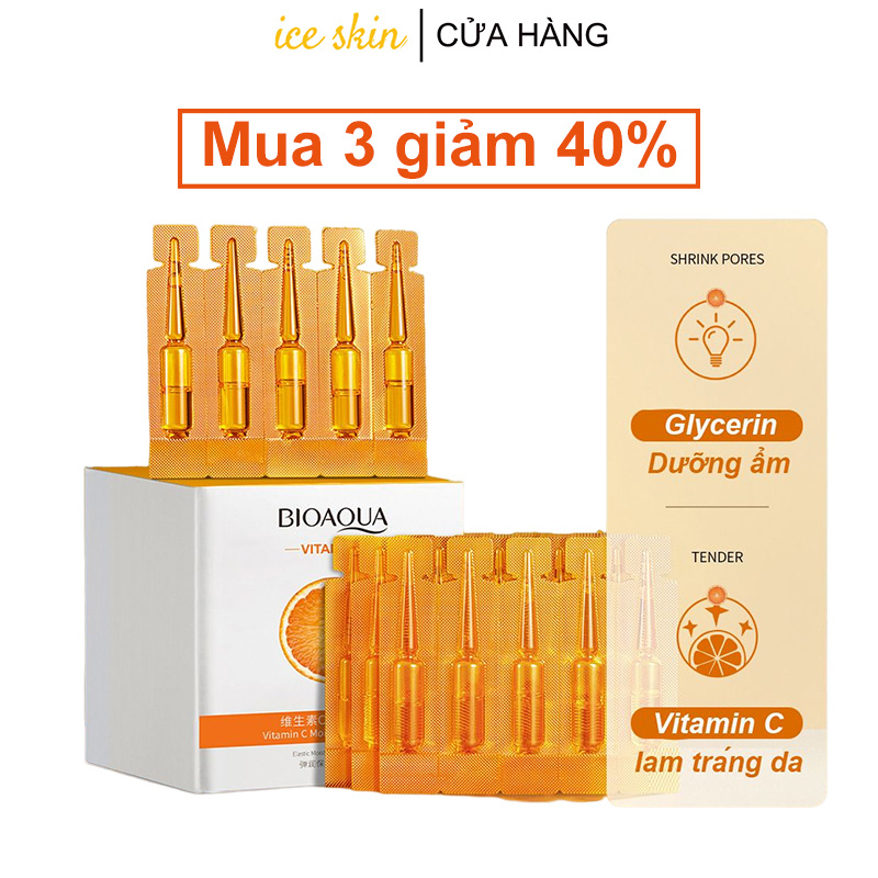 serum vitamin c trắng da Bioaqua tinh chất hè giảm mụn dưỡng ẩm làm trắng Làm sáng các đốm 20 Lọ