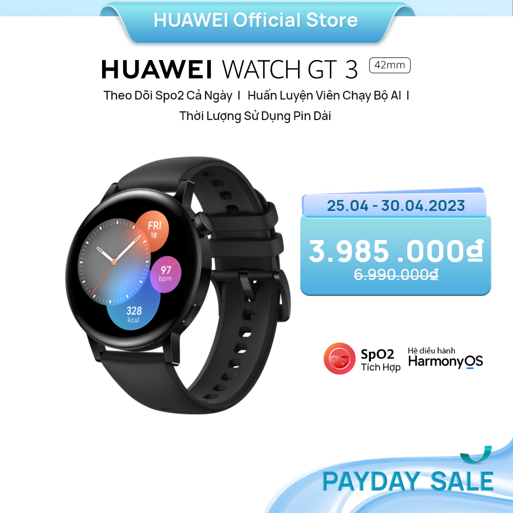 [Mã ELBAUCN1 giảm 5% tối đa 200K] Đồng Hồ Thông Minh HUAWEI WATCH GT 3 42mm |Theo Dõi Spo2 Cả Ngày